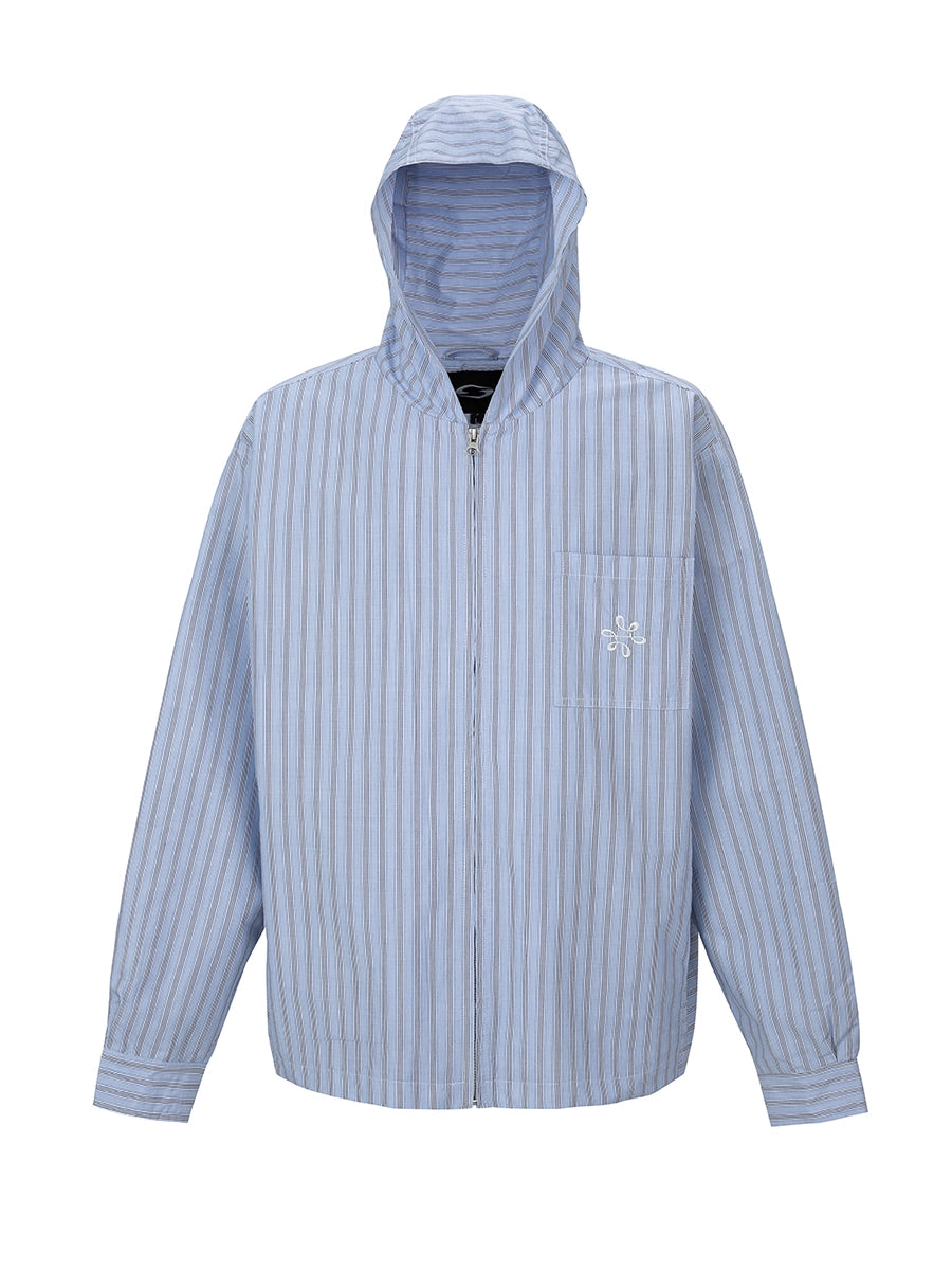 F2CE Striped Zip Up Hooded Shirt Jacket | Face 3 Face