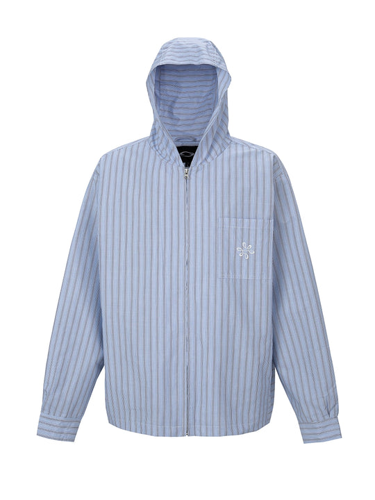 F2CE Striped Zip Up Hooded Shirt Jacket | Face 3 Face