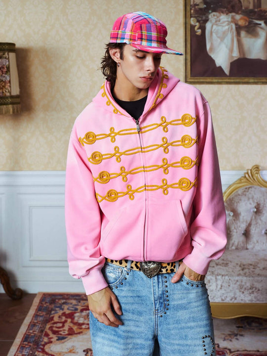 YADcrew Napoleon Rope Stitch Washed Zip Up Hoodie | Face 3 Face