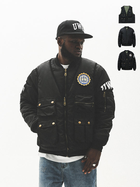 UNTILWERICH 3-in-1 MA-1 Bomber Jacket Vest Set | Face 3 Face