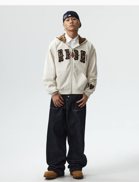 MEDM Leopard Faux Fur Layered Zip Up Hoodie | Face 3 Face