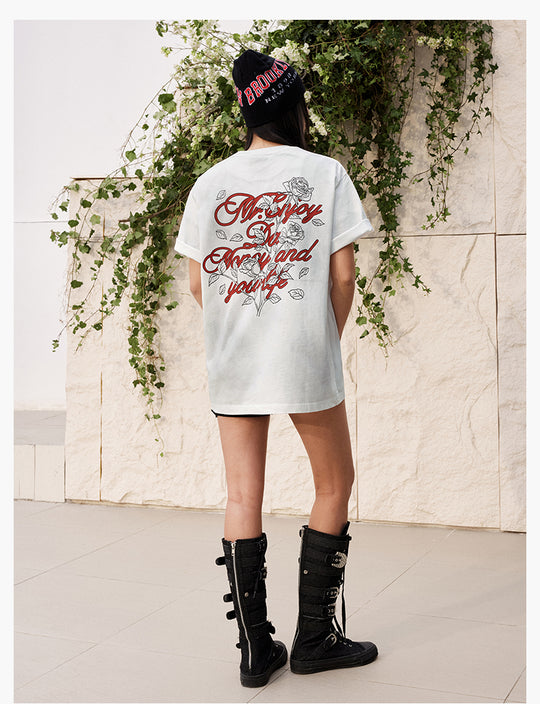 MEDM Rose Flower Print Washed Tee | Face 3 Face