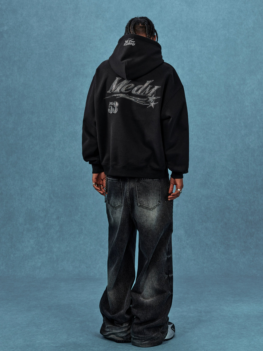 MEDM Rhinestone Star Logo Embroidered Hoodie | Face 3 Face