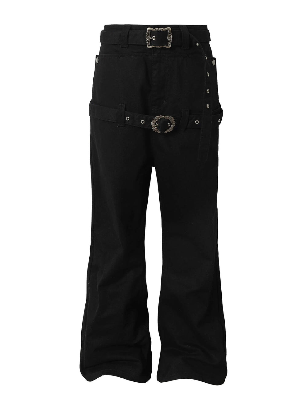 YADcrew Double Floral Buckle Belted Flared Pants | Face 3 Face