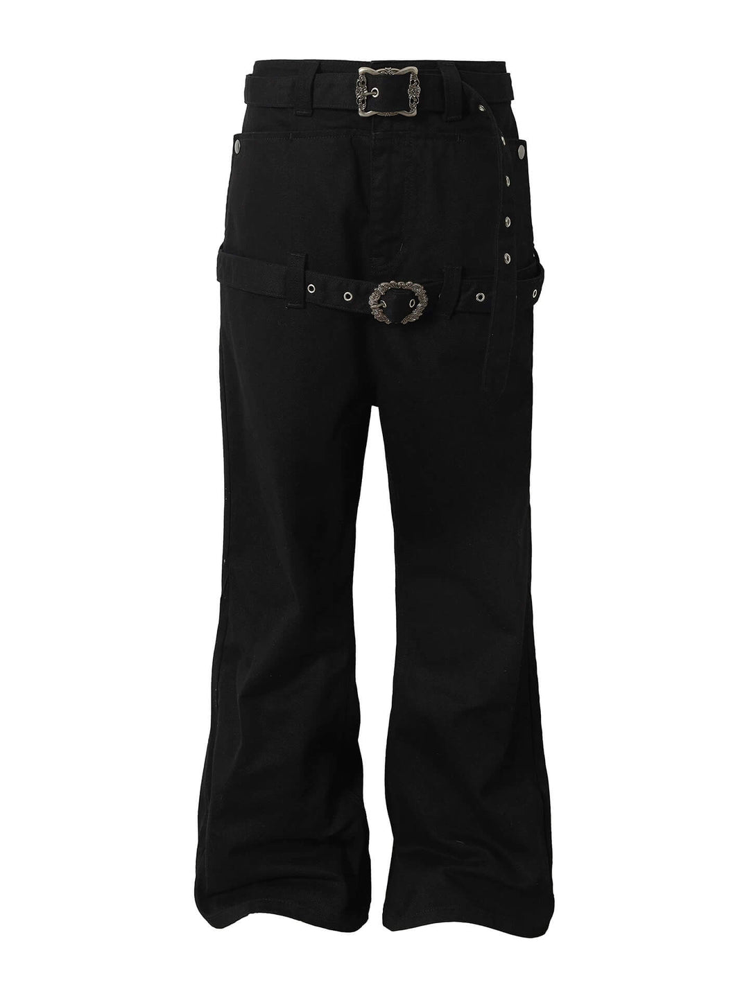 YADcrew Double Floral Buckle Belted Flared Pants | Face 3 Face