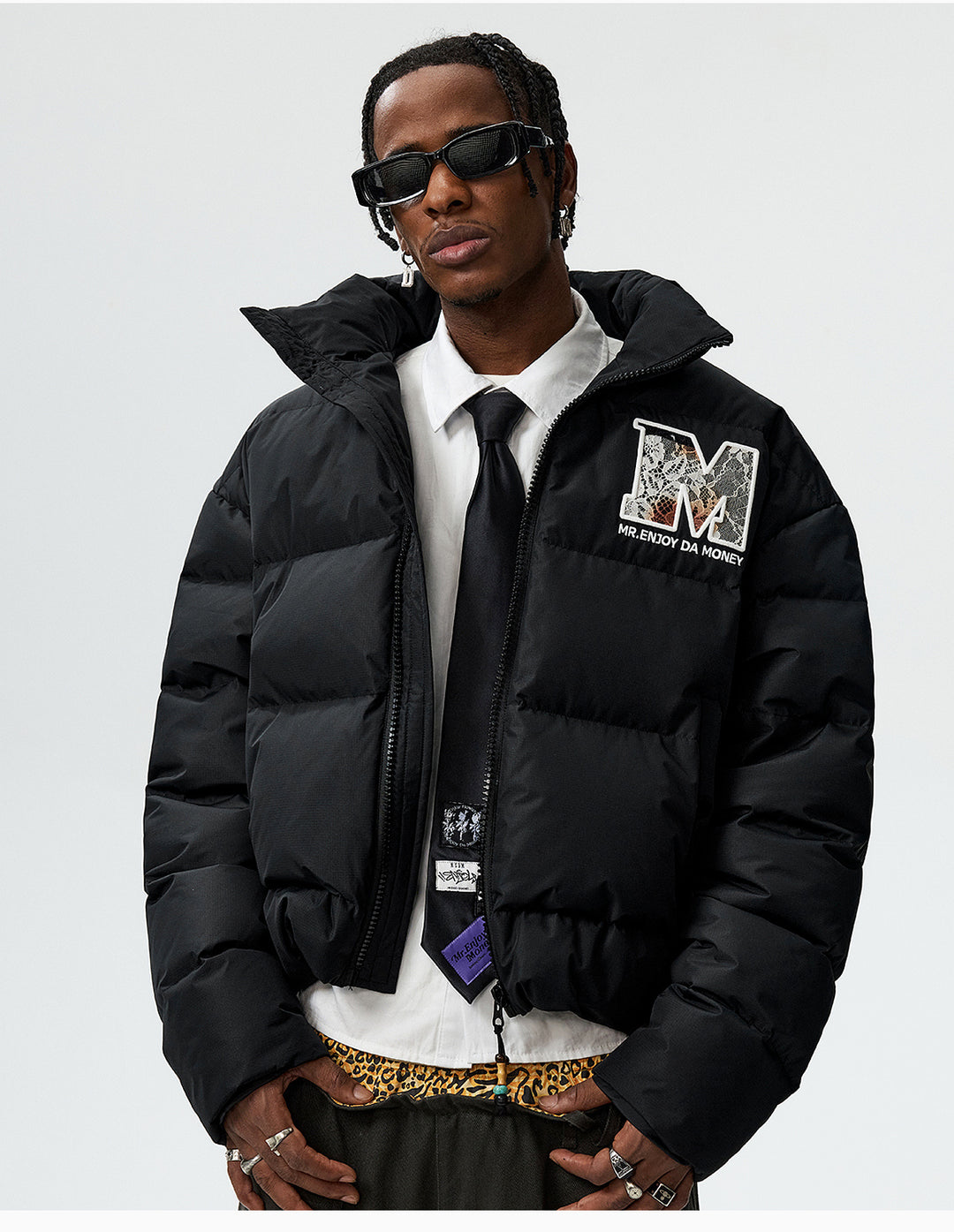 MEDM 3D Embroidered Lace Puffer Jacket | Face 3 Face