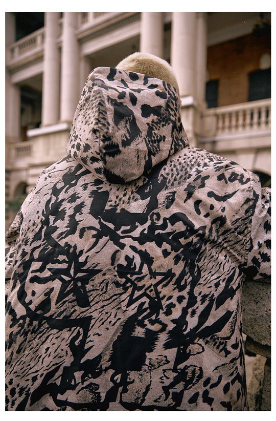 Remedy x STA STARMD SR Logo Leopard Print Hooded Mountain Jacket | Face 3 Face