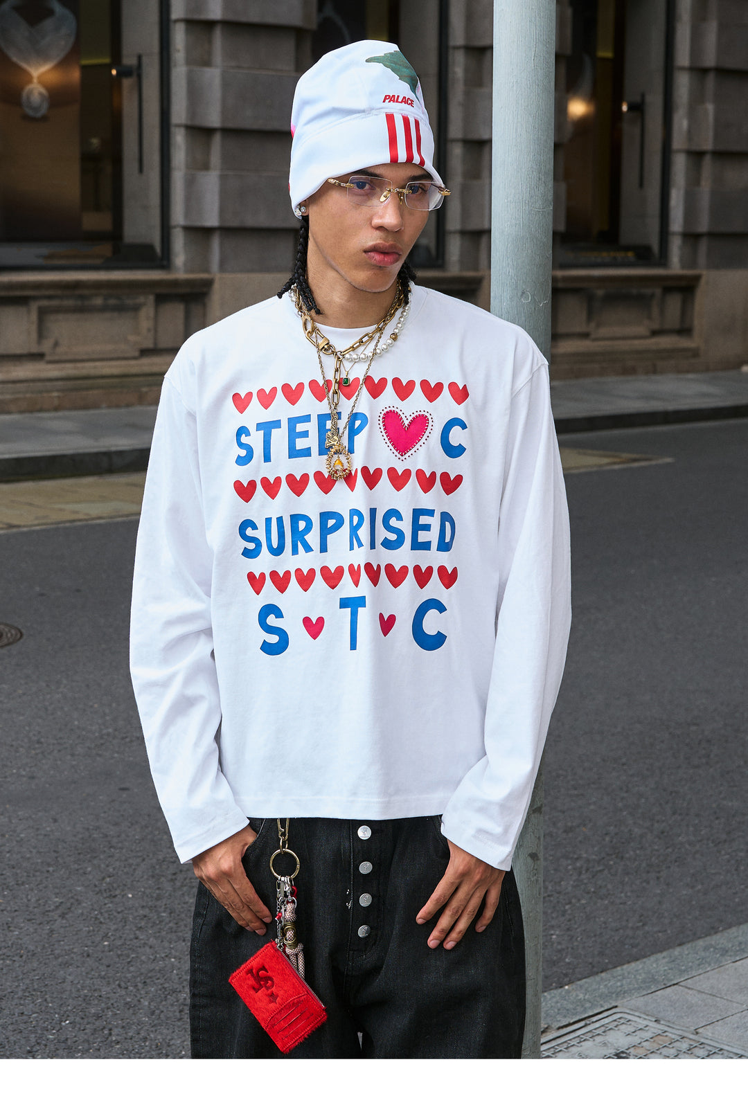 STEEPC Hand Stitched Heart Print Long Sleeve Tee | Face 3 Face