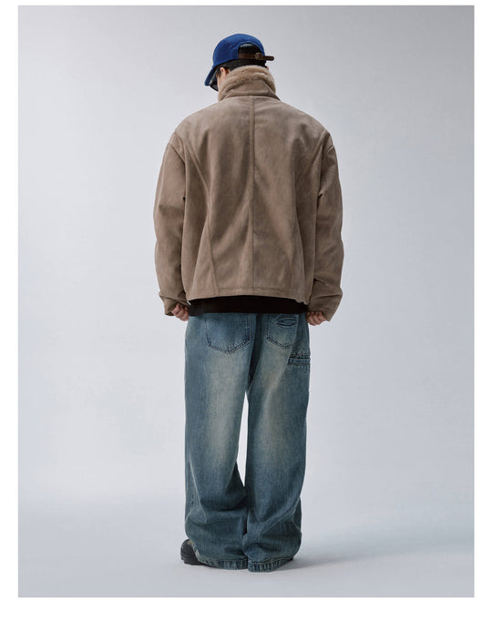 F2CE Long Fur Lined Suede Jacket | Face 3 Face