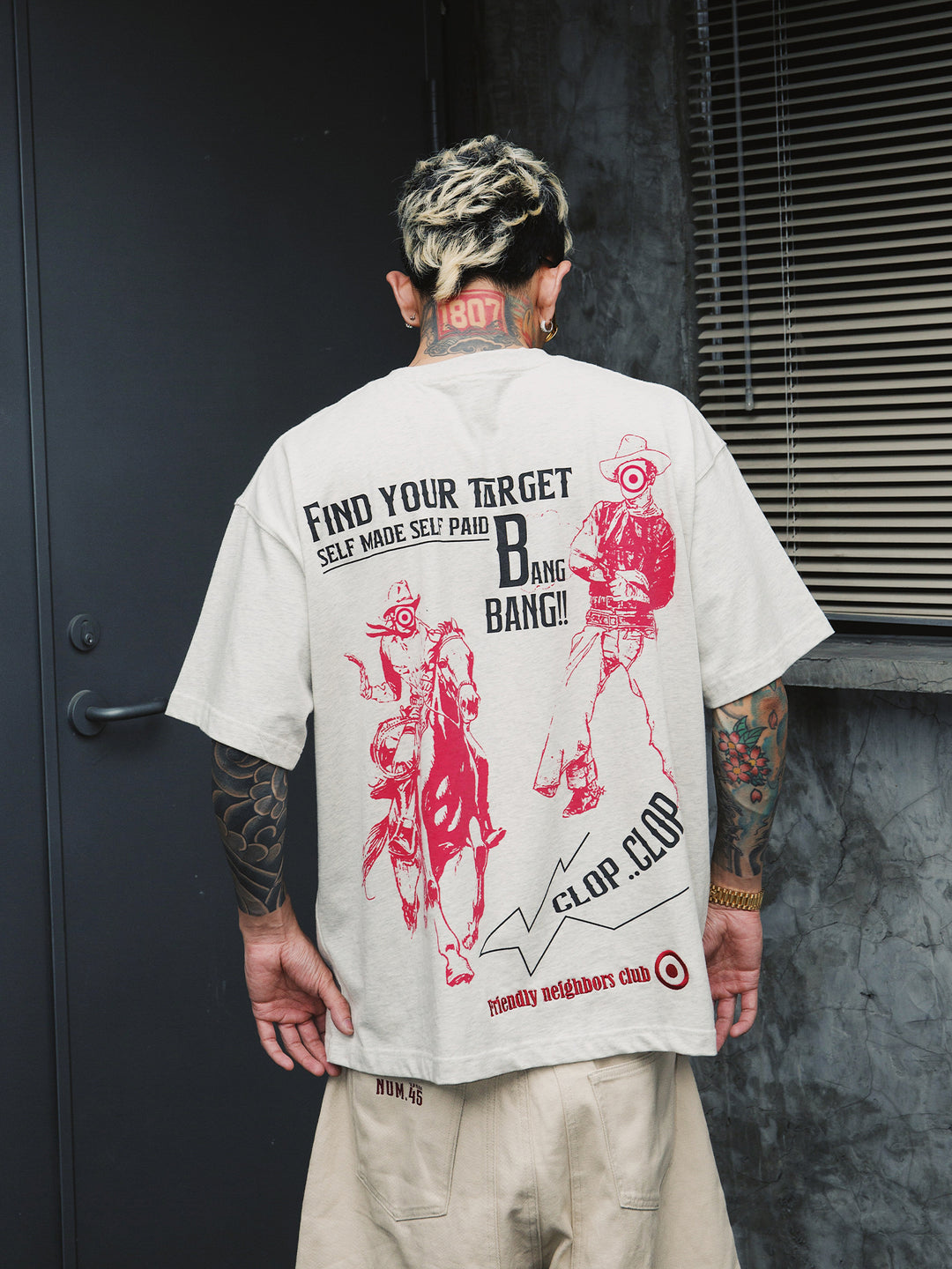 S45 Slogan Flocking Printing Embroidered Logo Tee | Face 3 Face