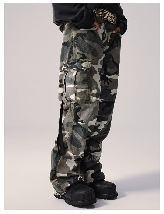 Remedy Distressed Camouflage Work Cargo Pants | Face 3 Face