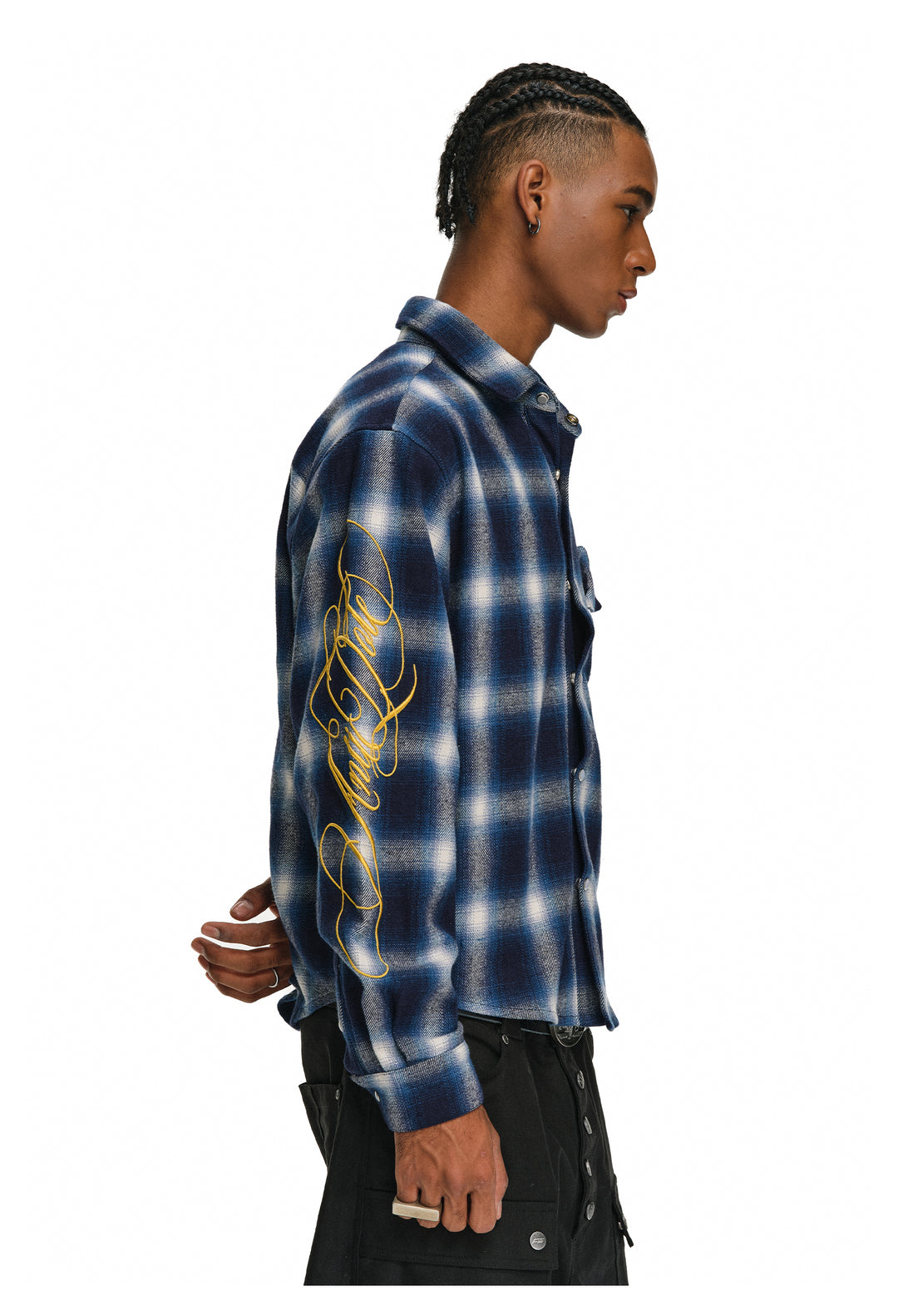 ANTIDOTE Embroidered Flannel Plaid Long Sleeve Shirt | Face 3 Face