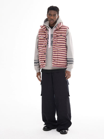 EMPTY REFERENCE Tweed Striped Puffer Vest | Face 3 Face