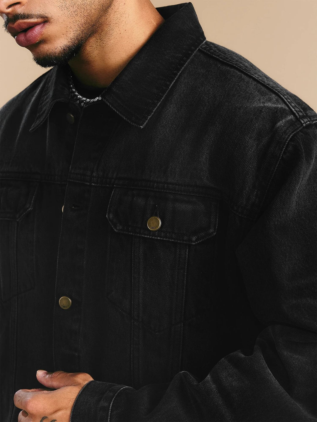 1807 Cat Whiskers Washed Black Denim Jacket | Face 3 Face