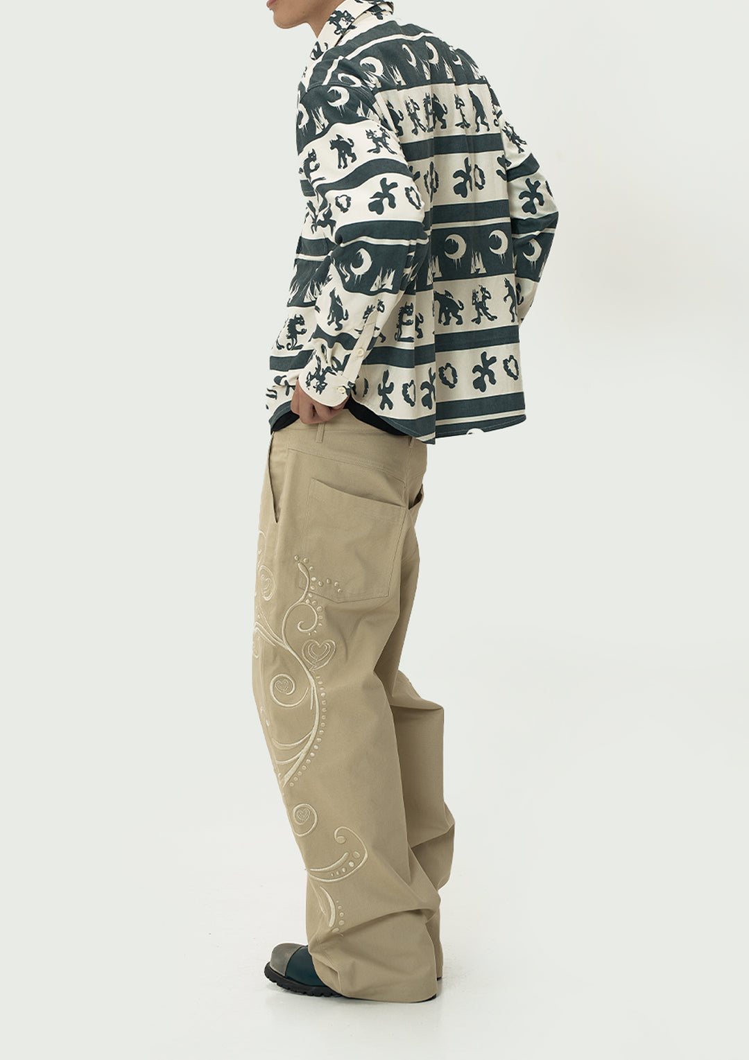 EVILKNIGHT(EK) Love Embroidered Casual Wide Pants | Face 3 Face