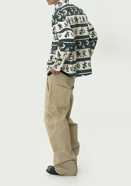 EVILKNIGHT(EK) Love Embroidered Casual Wide Pants | Face 3 Face