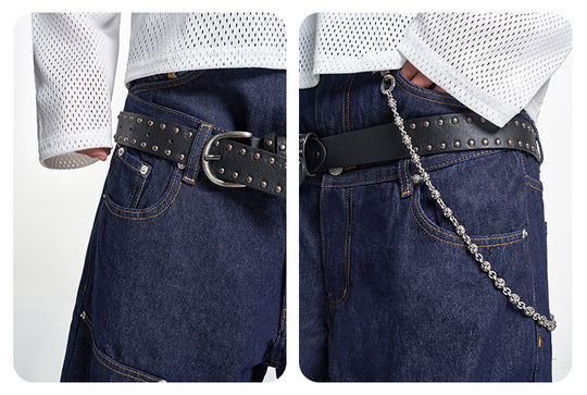 F3F Select Double Layer Waist Double Knee Studded Jeans | Face 3 Face