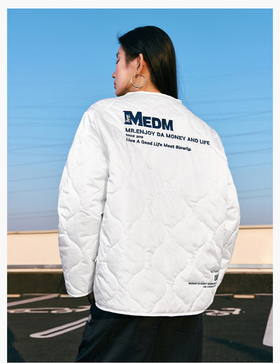 MEDM Embroidered Typography Quilting Jacket | Face 3 Face