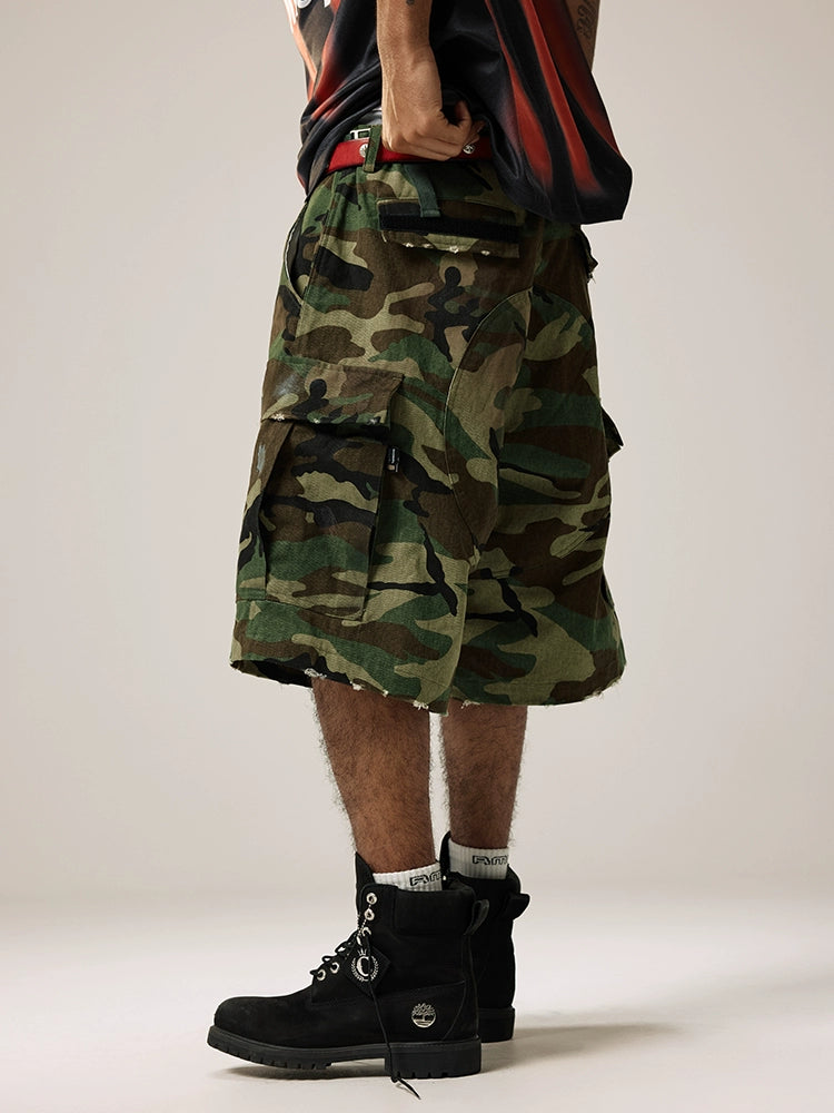 Remedy Paint Stained Camouflage Work Cargo Shorts | Face 3 Face