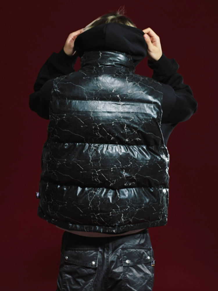 Remedy Cracked Design Puffer Vest | Face 3 Face
