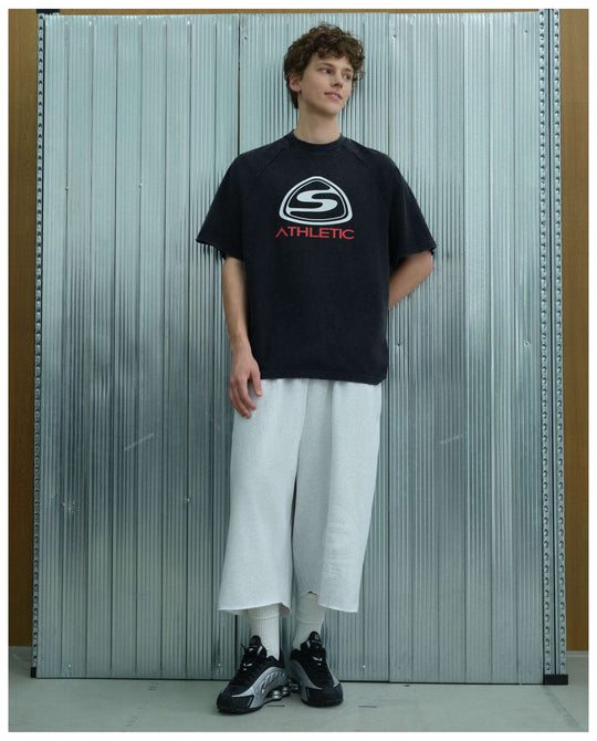 S45 Athletic Logo Distressed Raglan Short Sleeve Tee | Face 3 Face