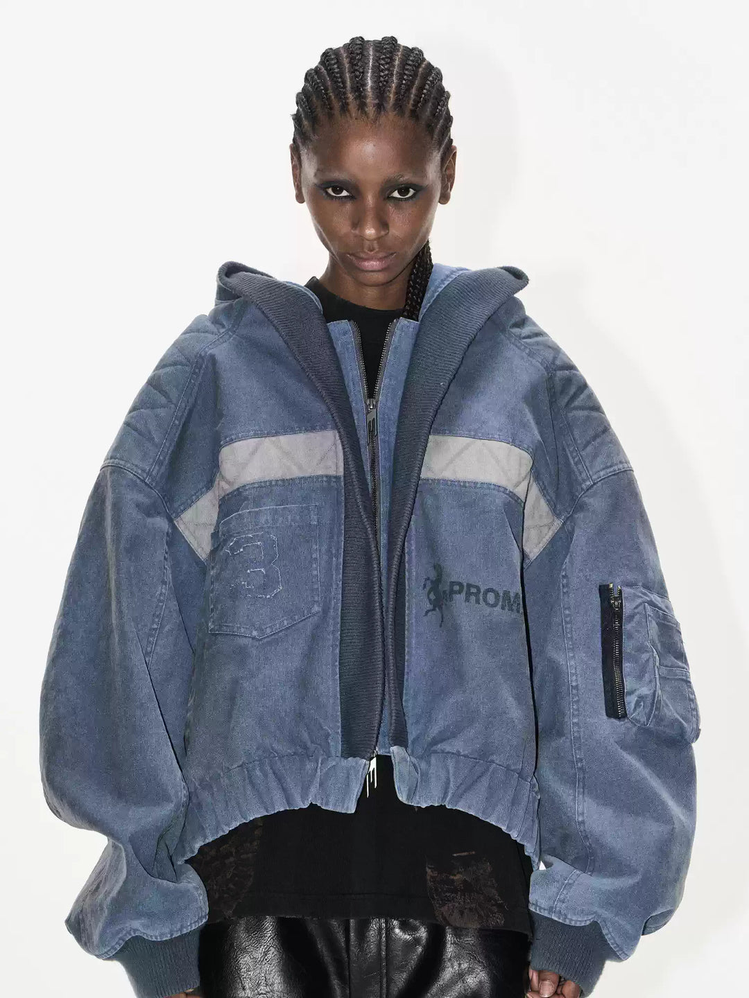 BLIND NO PLAN Washed Distressed MA-1 Work Jacket | Face 3 Face