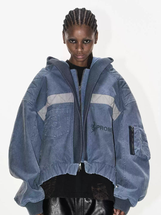 BLIND NO PLAN Washed Distressed MA-1 Work Jacket | Face 3 Face