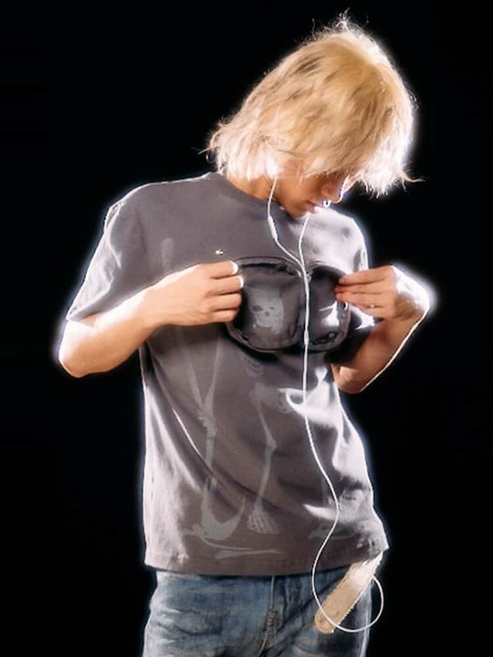 Night Lab Skeleton Print Zip Pocket Tee | Face 3 Face