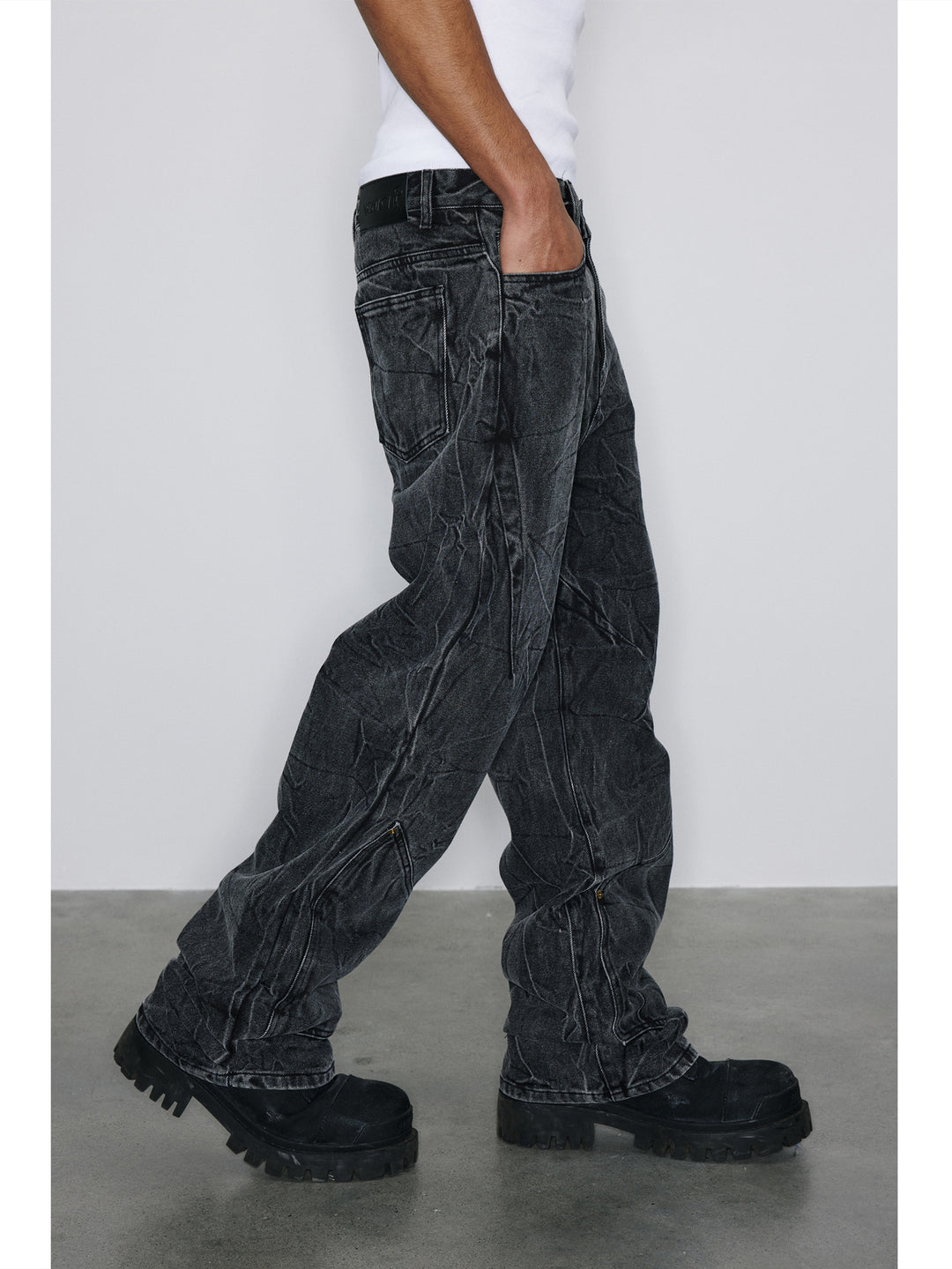 NOVACAM Water Ripple Washed Heavy Distressed Jeans | Face 3 Face