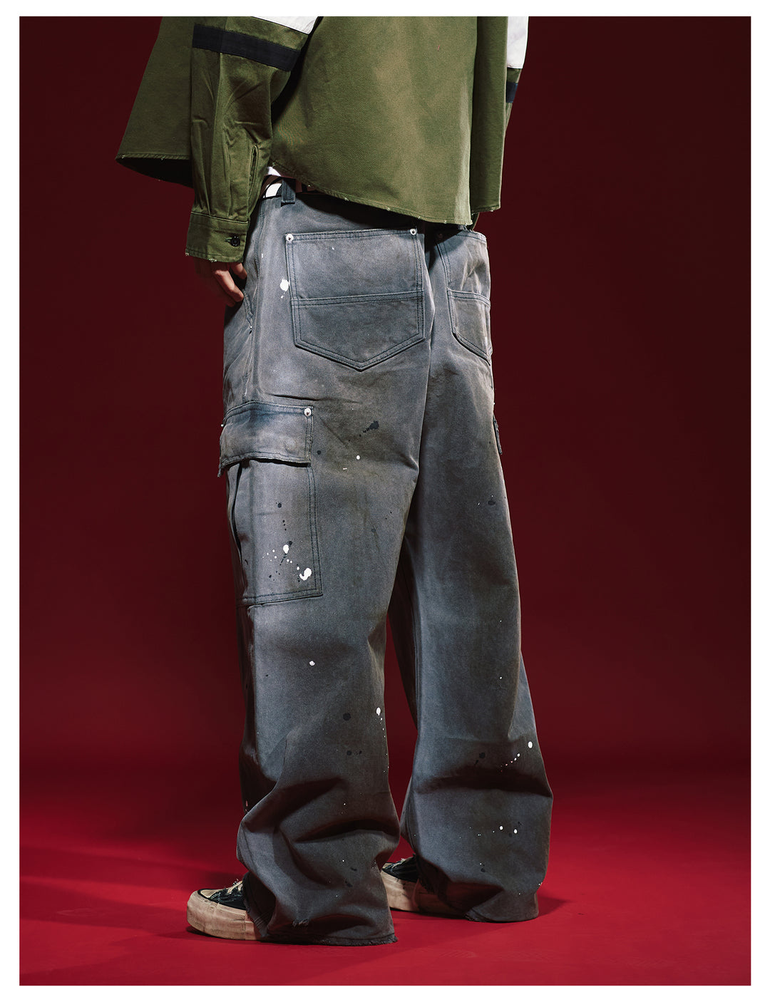 Remedy Washed Ink Splash Baggy Work Cargo Pants | Face 3 Face