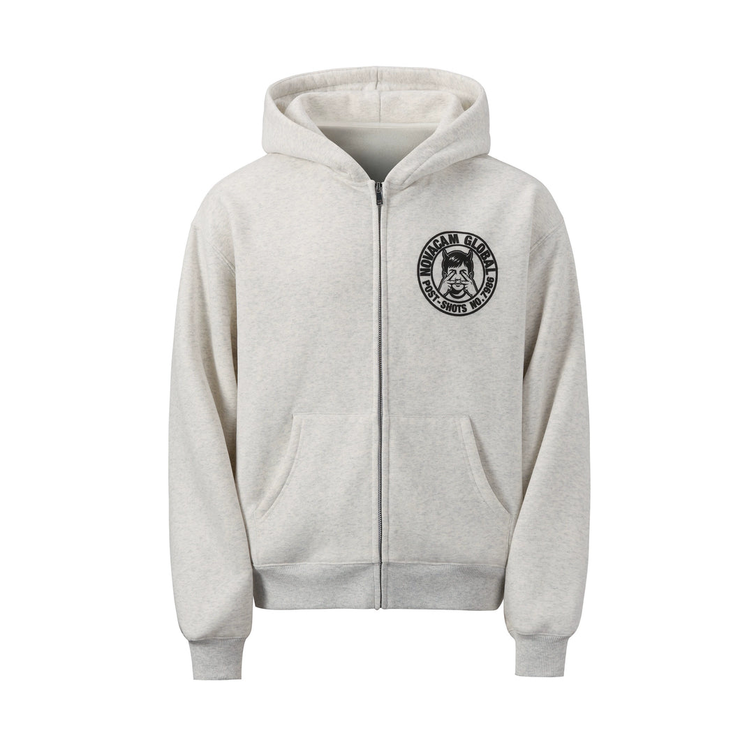 NOVACAM Vintage Monogram Print Zip Up Hoodie | Face 3 Face