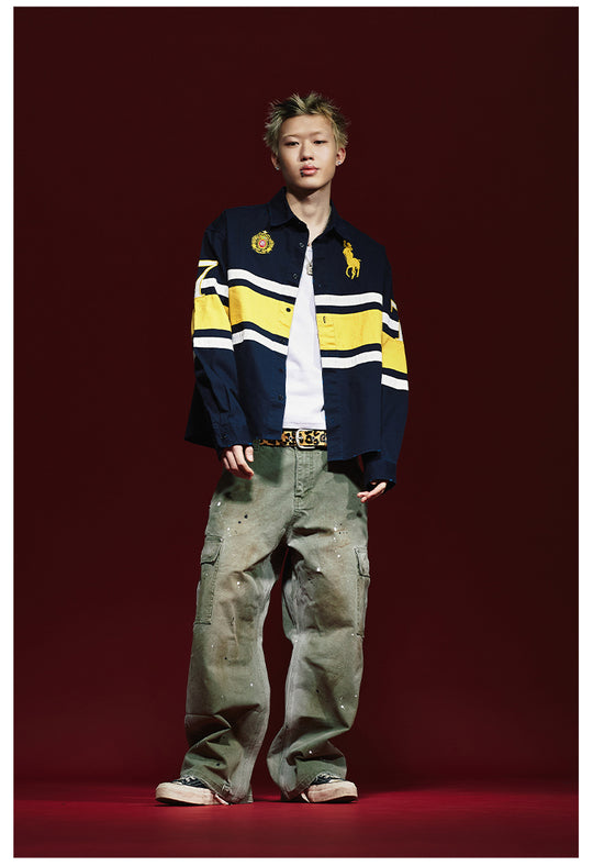 Remedy 3D Embroidered Striped Long Sleeve Shirt | Face 3 Face