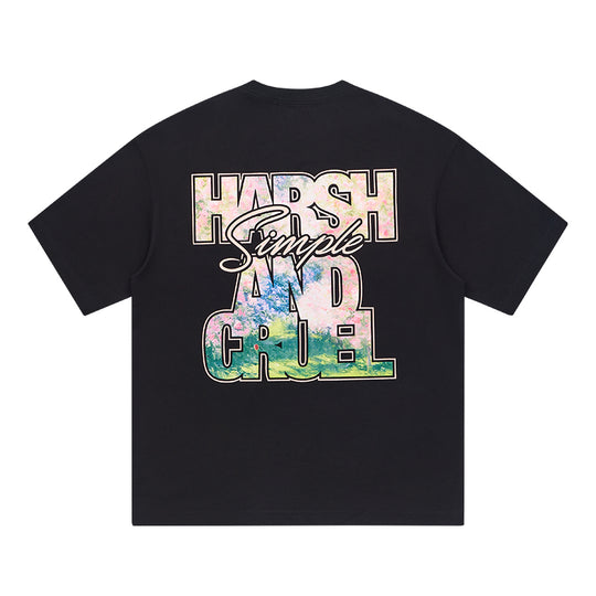 Harsh and Cruel Font Art Oil Painting Floral Tee