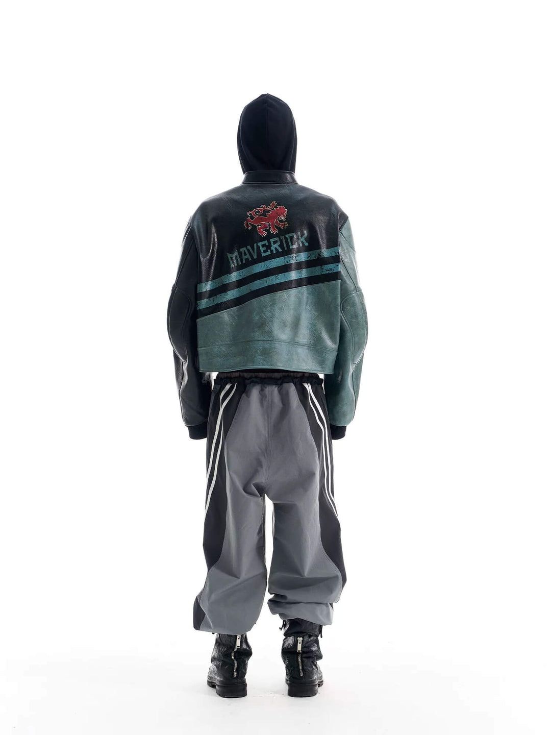EXITMODE BY BLIND NO PLAN Vintage Distressed PU Leather Short Racing Jacket | Face 3 Face