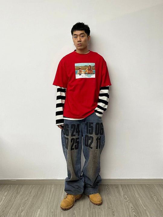 EVETS Dirty Wash Print Jeans | Face 3 Face