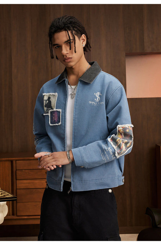 Small Town Kid Music Patch Washed Canvas Work Jacket | Face 3 Face