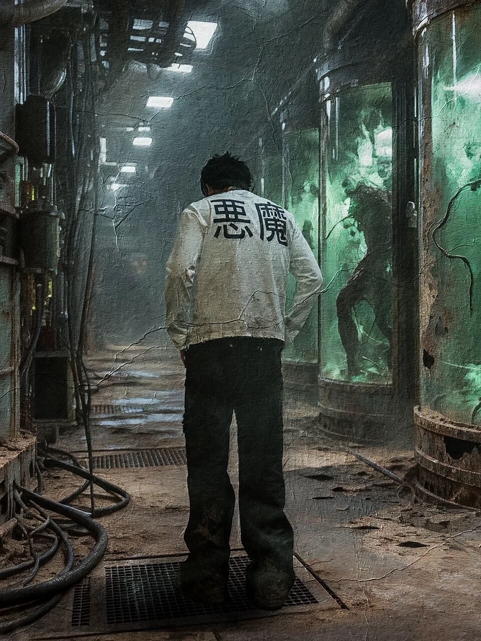 UNDERWATER White Demon Print Distressed Long Sleeve Tee | Face 3 Face