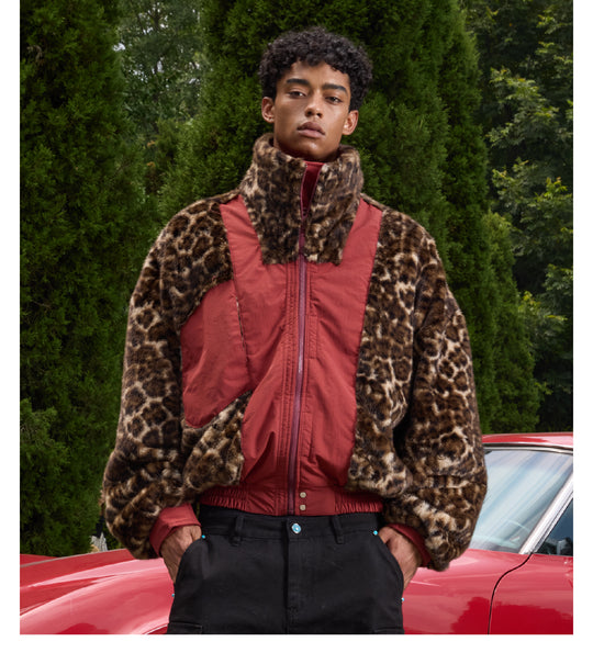 S45 Leopard Fur Lined Nylon Tactical Jacket | Face 3 Face