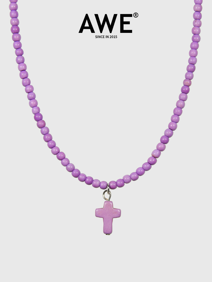 AWE Stone Beads Cross Necklace | Face 3 Face