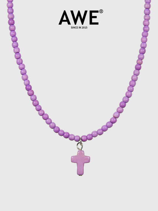AWE Stone Beads Cross Necklace | Face 3 Face