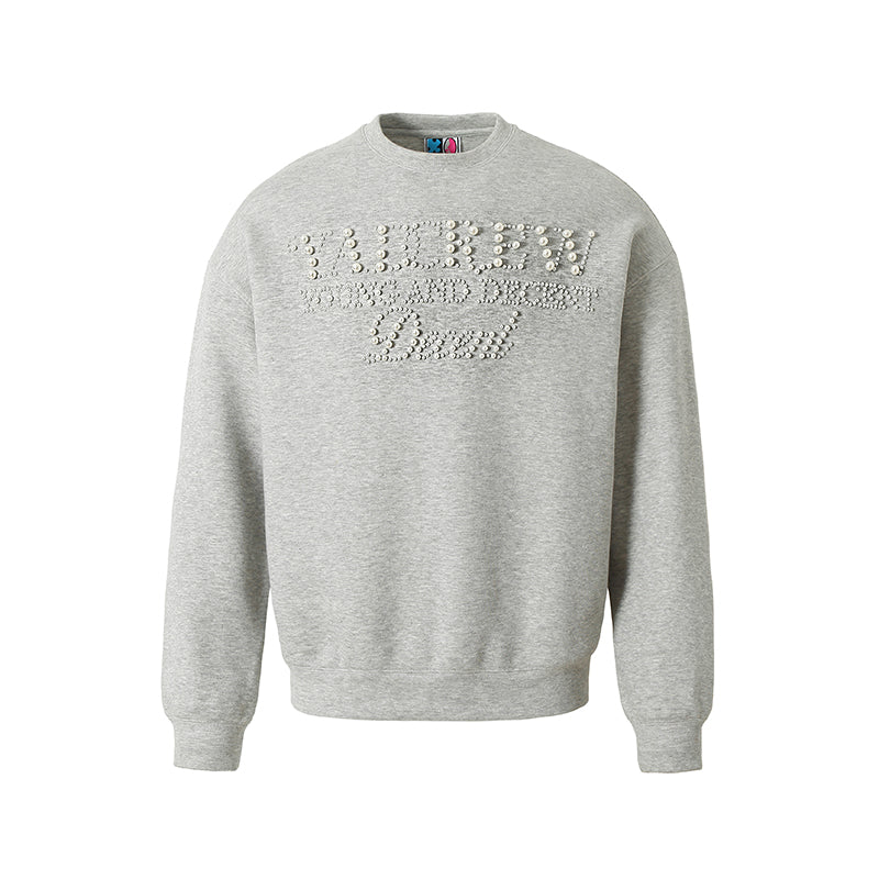 YADcrew Pearl Beadwork Text Typography Sweatshirt | Face 3 Face