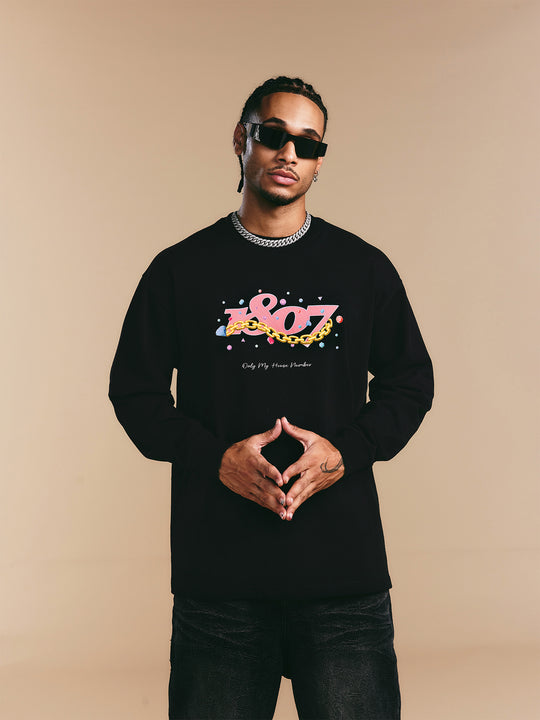 1807 Still Going Diamond Logo Print Long Sleeve Tee | Face 3 Face