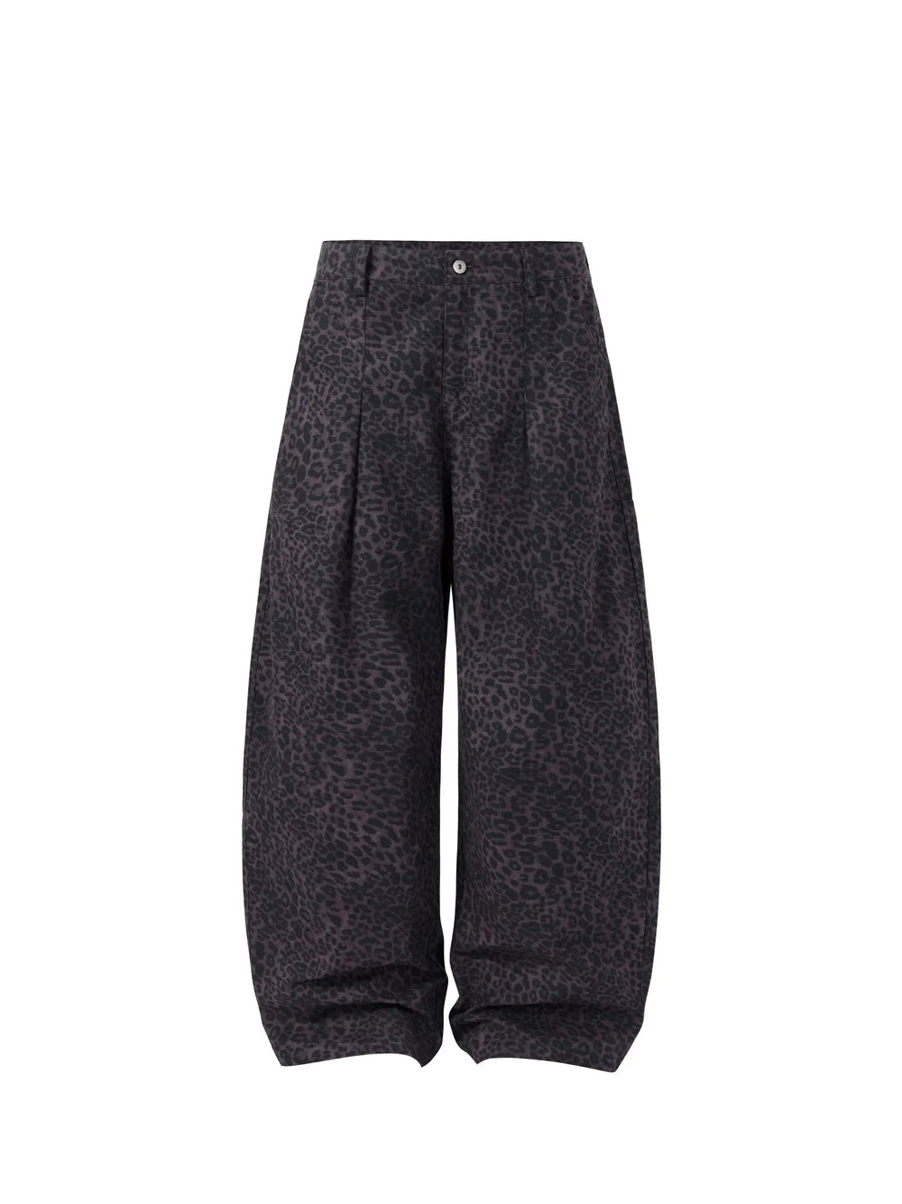 NOVACAM Purple Leopard Print Curved Baggy Pants | Face 3 Face
