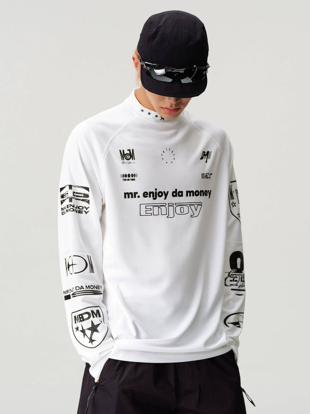 MEDM Multi Logo Print Quick Dry Long Sleeve Sports Tee | Face 3 Face