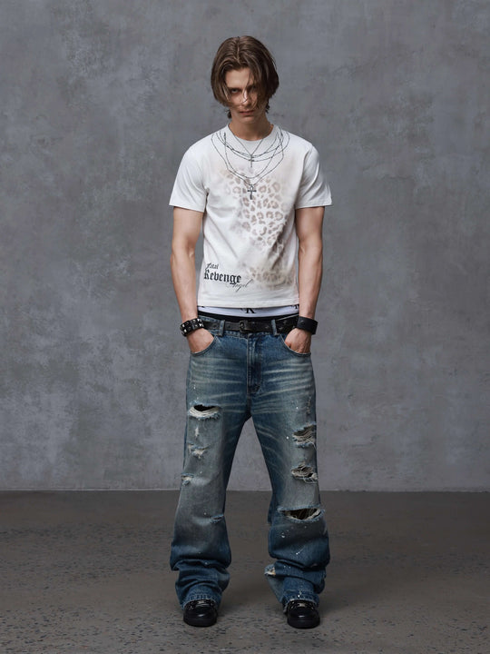 ANTIDOTE Back Embroidery Washed Distressed Jeans | Face 3 Face