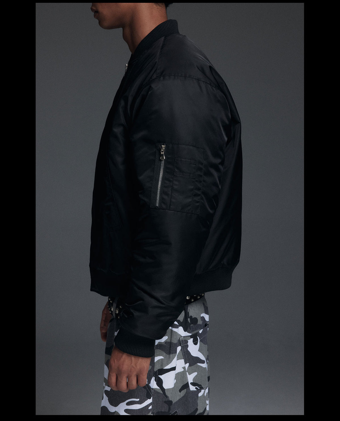 NOVACAM Black Short MA-1 Bomber Jacket | Face 3 Face