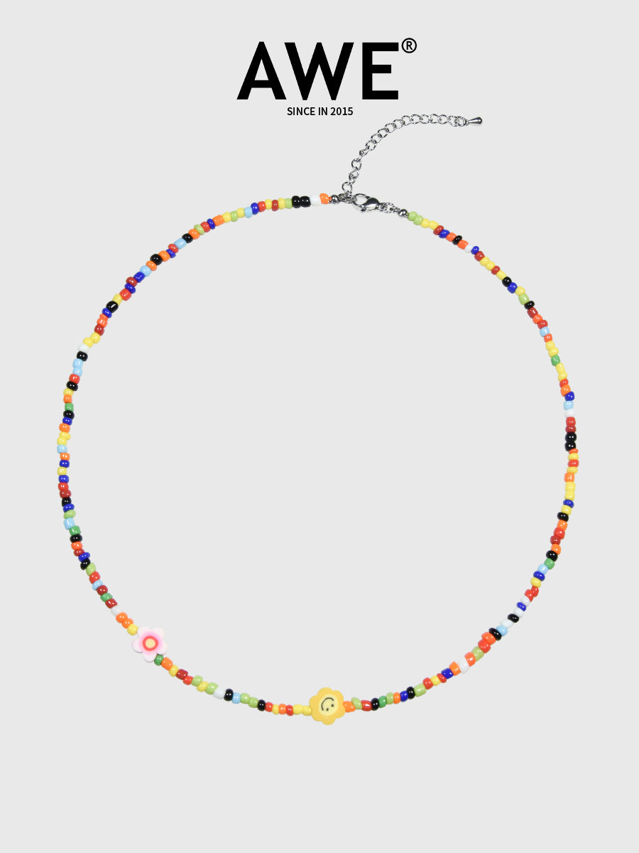 AWE Colorful Bead Smiley Flower Necklace | Face 3 Face