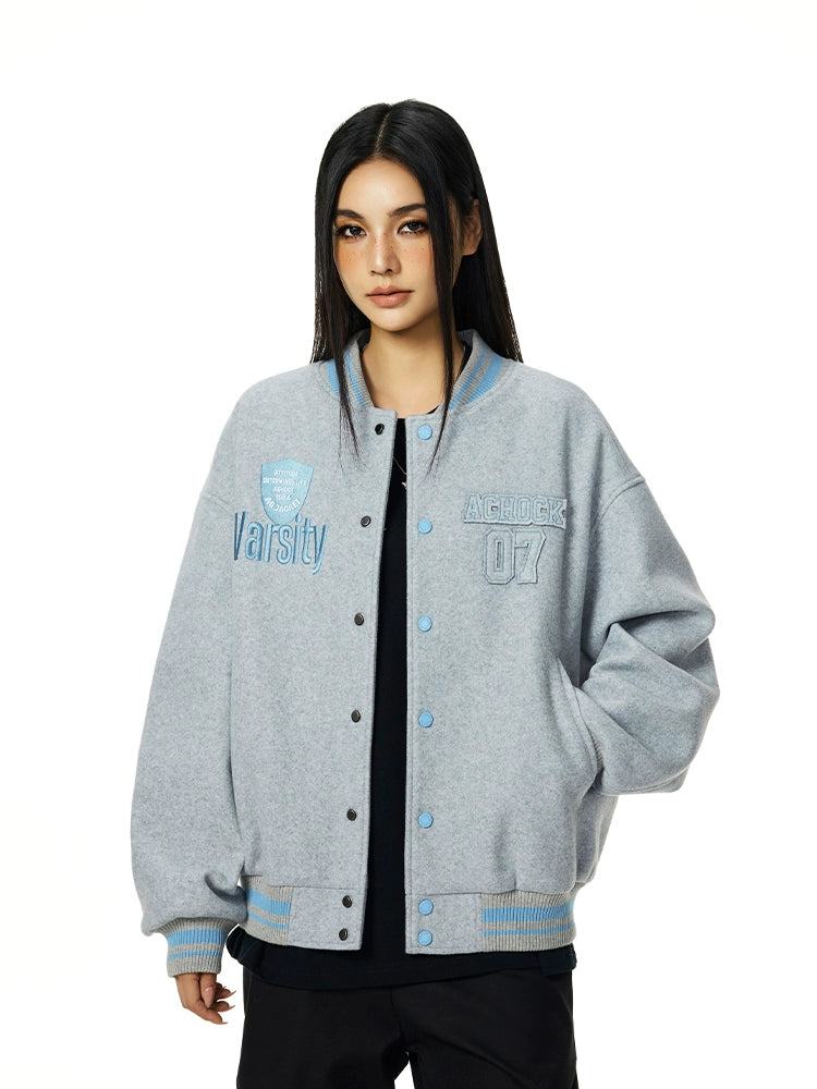 Racer varsity jacket | Achock College Embroidery Varsity Jacket | Face 3 Face