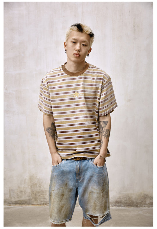 Remedy Washed Striped Star Print Tee | Face 3 Face