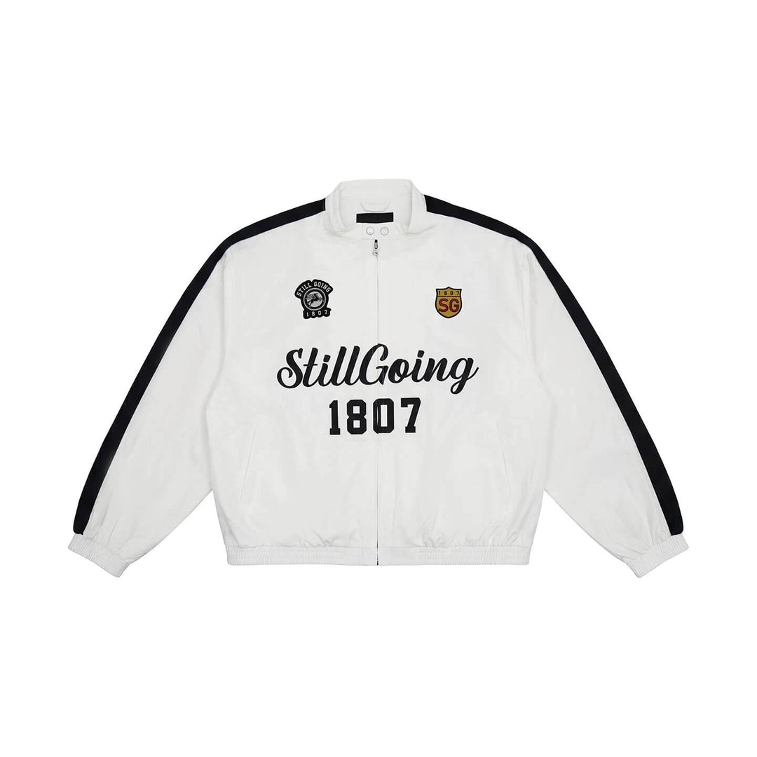 1807 Logo Print and Patch Sports Track Jacket | Face 3 Face